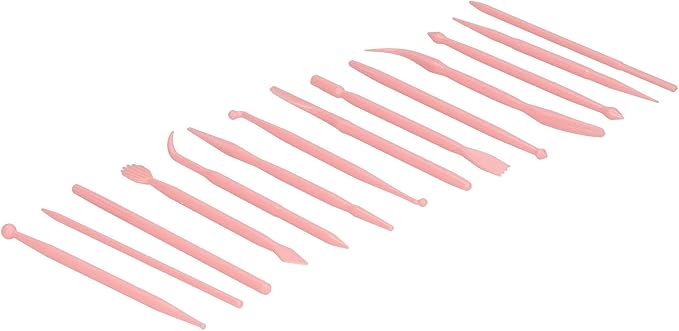 Pilipane Clay Modeling Tools Clay Carving Tools Cake Modeling Tools Cake Shaping Tools Cake Sculpting Tools 14PCS Set PP Plastic Lightweight for Cake Decorating DIY Baking (Pink)