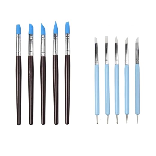 10pcs Blue Dental Resin Brush Pens, Silicone Clay Sculpting Tool Modeling Dotting Tool