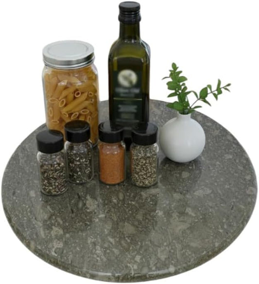 Marble Lazy Susan, Natural Marble Round Tray Turntable Cake Stand, 16" Lazy Susan Cheese Board with Silent Rotating for Serving, Table Display, Cupcake