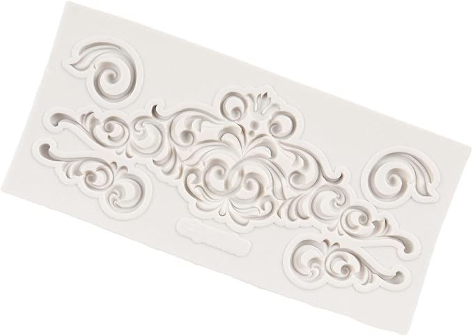 Baroque Fondant Mold Curlicues Scroll Lace Border Silicone Mold For Cake Decoration Chocolate Cupcake Topper Candy Sugar Craft Polymer Clay Gum Paste