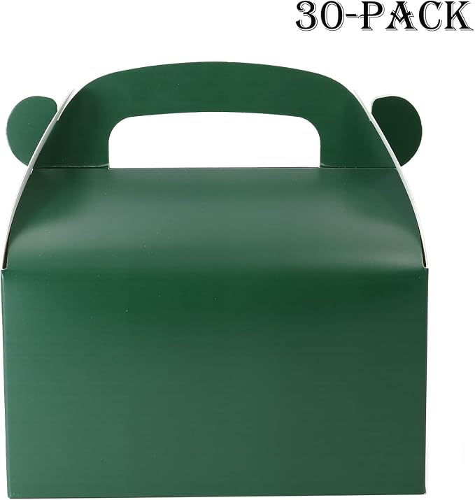 30Pcs Dark Green Party Favor Gift Boxes Gable Paper Treat Box | Cardboard Goodie Candy Box Perfect for S t Patricks Day Gift Giving Birthday or Any Fun Party