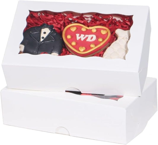 20pcs 7x4.33x1.5 Inch White Cookies Boxes with Window Bakery Boxes Macaron Boxes Cakesickle Boxes Chocolate Truffle Boxes Donut Treat Boxes for Christmas Valentine's Easter Mother's Day