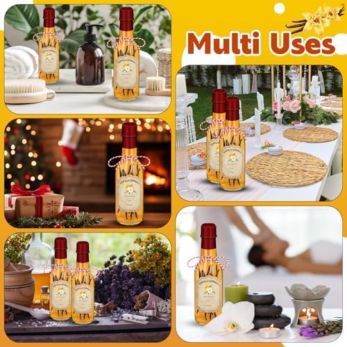 16 Pack Glass Vanilla Extract Bottles 5 oz with Lids, Vanilla Extract Labels, Shrink Band and Funnel, Glass Jar Vanilla Bottles for Syrup, Jars for Vanilla Extract
