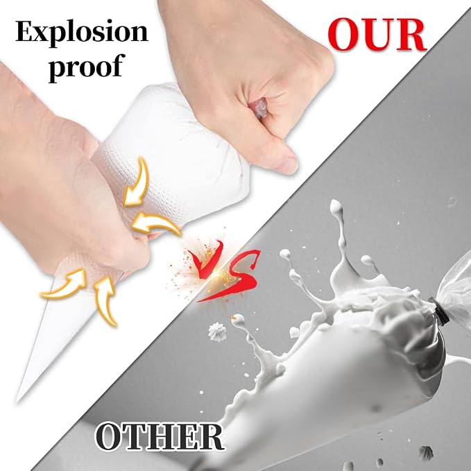 100pcs 12 Inch Disposable Piping Bags, Extra Thick Anti-Burst Pastry Bags for Cake Decorating, Non-Slip Icing Bags 12 Inch Tipless Piping Kit for Frosting, Cookies, Cupcakes & Macarons
