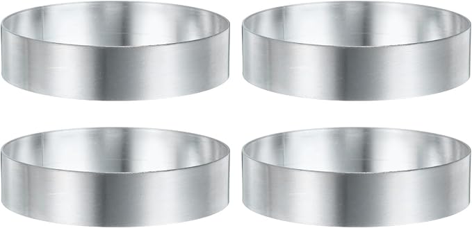 HARFINGTON 4Pcs Round Cake Ring 3.15 x 1 Inch Seamless Stainless Steel Pastry Mousse Dessert Ring Mirror Coating for Baking Cooking English Muffins Crumpet Making Tool