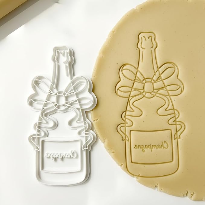 Wedding Cookie Cutters Cutter Champagne Molds 3.5" with Plunger Stamps Baking Dough Tools Cake Shapes PLA Accessories for Birdesmaid Decorative Party Kitchen Supplies