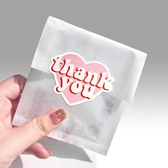 2.4 Inch Pink Heart Shaped Thank You Stickers 2 Rolls for Small Business 240 Pcs Large Personalized Self-Adhesive Sealing Stickers Labels