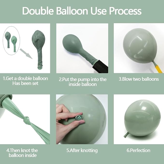 Dusty Blue Green Balloon Arch Kit Double Stuffed Pastel Light Sage Green Blue White Sand Beige Balloon Garland for Birthday Baby Shower One Silly Goose Dinosaur Wedding Ocean Party Decoration