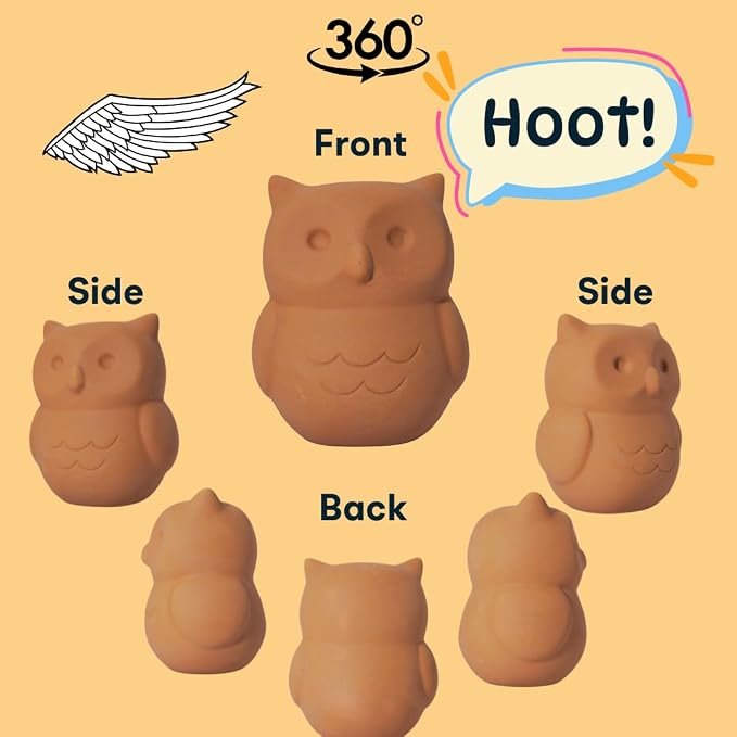 Sifri 3D Brown Sugar Keeper 2-in-1 Set – Terracotta Clay Owl & Spoon Saver Softener – Cute Kitchen Storage & Freshness Holder for Sugar – Gift for Bakers (2, Owl and Spoon)