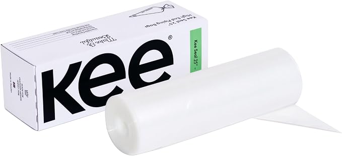 KEE-SEAL Disposable Pastry Bags, Piping Bag with Grip Tight Outer Surface, Smooth-Flow Interior, Easy Tear Perforation, Convenient Dispenser Box, 25-Inch, Clear