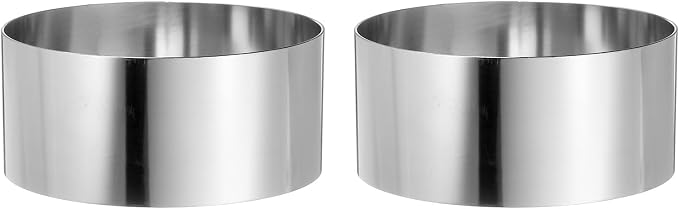 HARFINGTON 2PCS Round Cake Ring 4 x 2 Inch Seamless Stainless Steel Pastry Mousse Dessert Ring Mirror Coating for Baking Cooking Making Tool