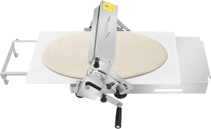 DYRABREST Manual Dough Sheeter, Adjustable Thickness Pasta Machine with Stainless Steel, Commercial & Home Use for Croissant Pastry, Silver