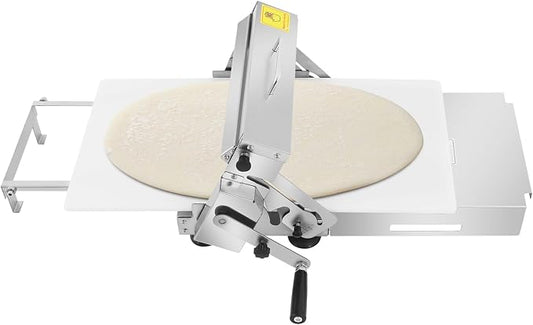 DYRABREST Manual Dough Sheeter, Adjustable Thickness Pasta Machine with Stainless Steel, Commercial & Home Use for Croissant Pastry, Silver
