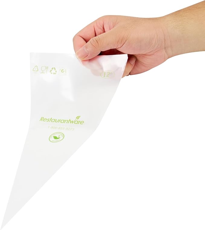 Restaurantware Pastry Tek 12 x 6 Inch Piping Bags 100 Disposable Pastry Bags - Sturdy No Slip Clear Plastic Baking Bags To Decorate Cakes For Parties Or Bakeries