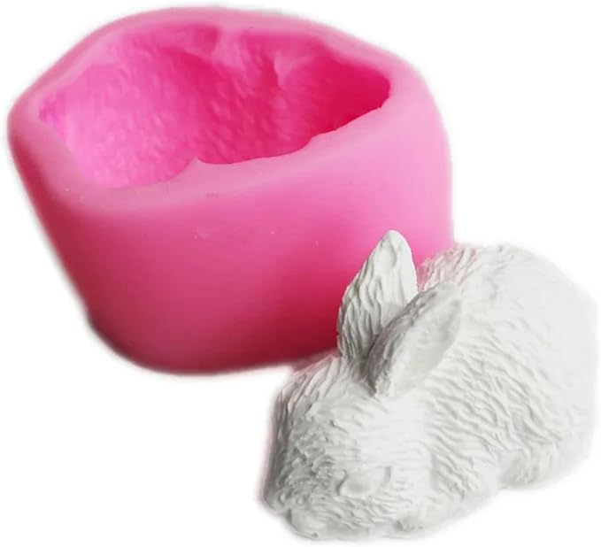 Silicone Mold Kit,3D Rabbit Modeling Silicone Mold Fondant Cake Decorations Christmas Ornaments Easter Rabbit Candle Soap Mould 7x5x4.5cm