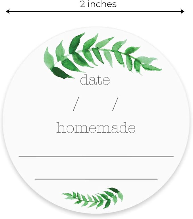 Watercolor Greenery Canning Stickers / 2" Round Jar Labels / 500 Illustrated Foliage Accents Can Sticker Roll/Made in The USA