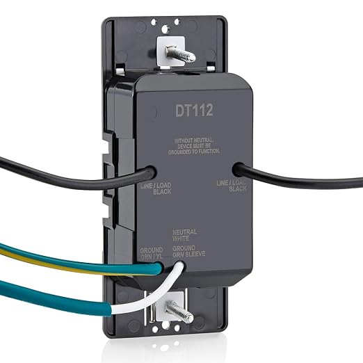 Leviton Countdown Timer Switch for household lights, heaters and exhaust fans, 2-4-8-12 hour, No Neutral Wire Required, Single Pole, 15A, 1/2 HP/9.8A Fan/Motor, DT112-1LW, White