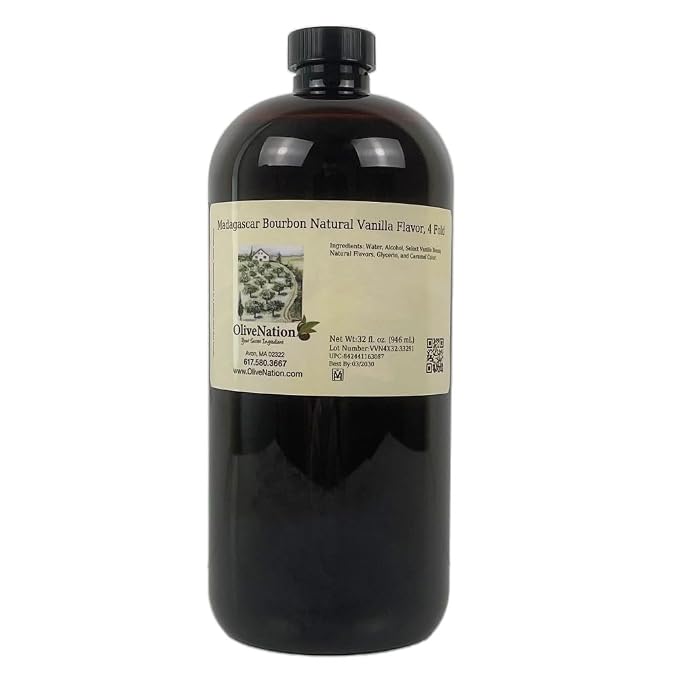 OliveNation Natural 4-Fold Vanilla Extract, 4x Extra Strength Vanilla for Baking, Cooking, Ice Cream, Frosting, Non-GMO, Gluten Free, Kosher, Vegan -
