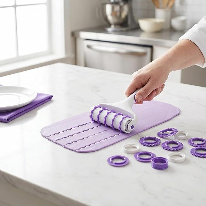 25pcs Fondant Ribbon Cutter, Food grade plastic Cookie Stamp Mould Cake Cupcake Fondant Decorating Tool