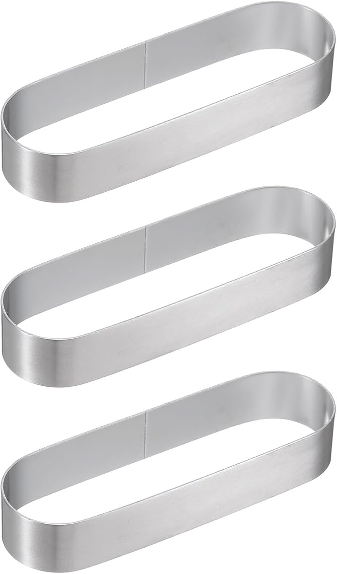 uxcell 3pcs Oval Cake Rings 5.7 x 2.4 Inch Stainless Steel Cake Pastry Molds Nonstick Baking Ring for Cake Dessert Molding, Mousse Pastries Making, Silver Tone