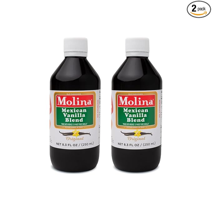 Vanilla Molina - Mexican Vanilla Blend with Pure Vanilla Extract - 2 Pack (8.3 Fl Oz Bottles) - Natural Flavoring for Baking, Cakes and Desserts