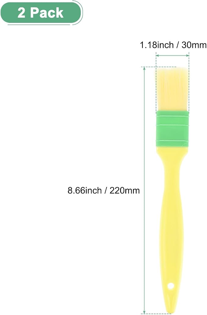 M METERXITY 2-Pack Pastry Brush, Soft Basting Baking BBQ Oil Brush for Cooking/Barbecue/Kitchen [1.6"]