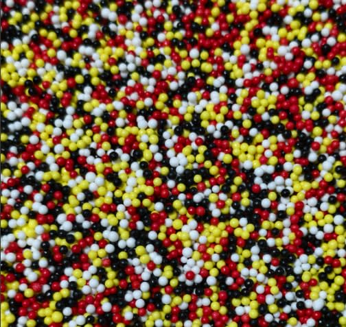 Nonpareils Sprinkles - 4.6oz Edible 2mm Pearl Sprinkles for Cake Decorating, Cupcake, Cookie, Baking, Donuts, Ice Cream Toppings, Wedding Party Supplies (Black, White, Red & Yellow)