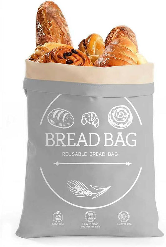 Bread Bags for Homemade, Beeswax Reusable Bread Bag for Sourdough, 1 Pack 17×13 Inches XL-Waxed Food Storage Bag to Keep Sourdough Fresh, Freezer-Safe, Eco-Friendly (Grey)