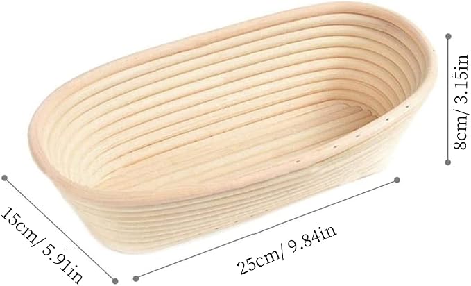10 inch Oval Bread Proofing Basket Set of 2,Sourdough Bread Rising Bowl with Cloth Liner,Bread Baking Supplies for Professional Home Bakers