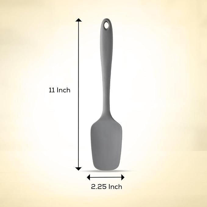 Mrs. Anderson’s Baking Silicone Spoon-Shaped Spatula, Flexible And Nonstick, One-Piece Design, Gray, For Mixing, Folding, Scraping, Baking, And Cooking