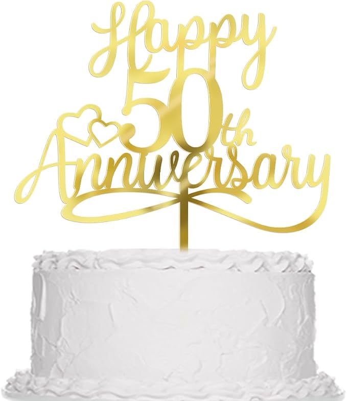 Sleyberoy Acrylic Happy 50th Anniversary Cake Toppers -Wedding Anniversary Party Decorations, 50th Wedding Anniversary, Company Anniversary Party, Birthday Party Decorations (Acrylic 50)
