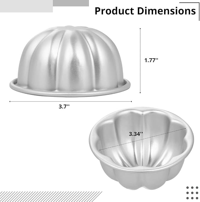 Homaisson 10Pcs Pudding Cup Molds, 3.7''x1.77'' Mini Fluted Cake Pans, Small Fluted Cake Pans for Baking，Non-Stick Jelly Molds, Easy to Demold, Cake Pan Nonstick