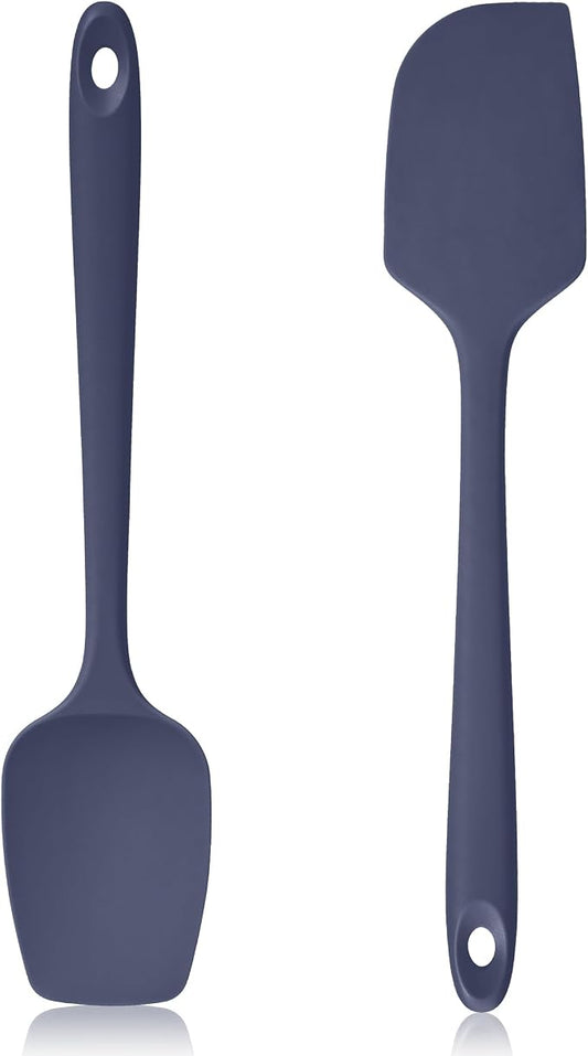 600ºF Heat Resistant Silicone Spatula Spoonula Set of 2, Blue | High Heat Food Safe Kitchen Use Scraper for Cooking Baking Mixing Scraping Stirring Cake Nonstick Cookware Pan Bowl