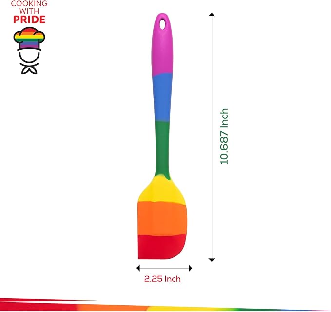 Cooking With Pride Non-Stick Scraper Spatula, Heat-Safe Silicone With Iron Core, 10.75-Inch, Set of 2