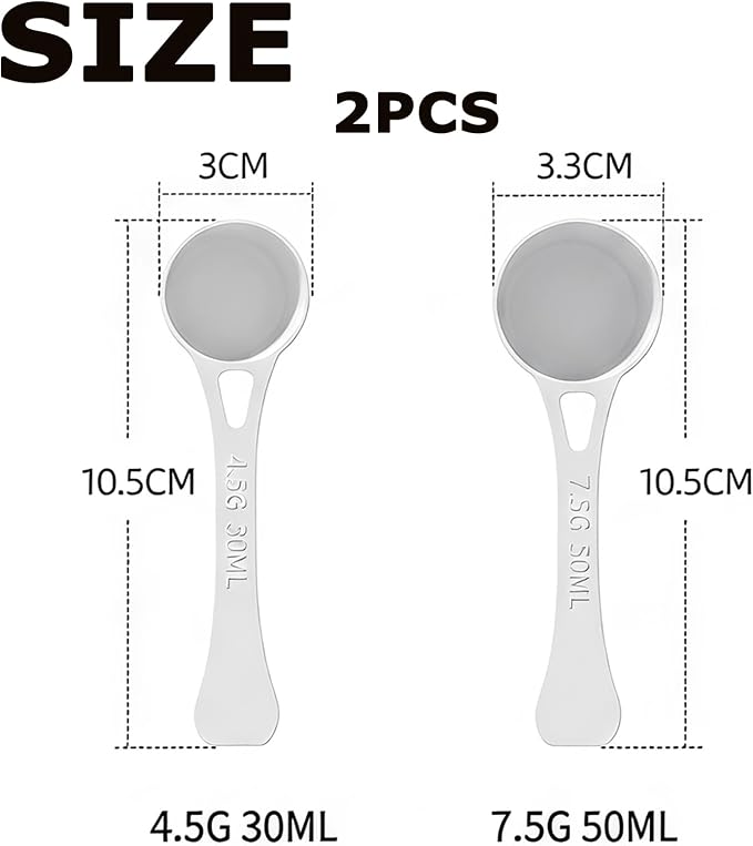 Magnetic Formula Scoops - 2Pcs, 30ml and 50ml Dual Size Measuring Spoons with Storage Case, Half Scoop for Formula and Protein Powder