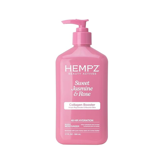 Hempz Sweet Jasmine & Rose Herbal Body Moisturizer for Women,17 Fl. oz. - Moisturizing Lotion with 100% Pure Hemp Seed Oil,Collagen,Shea Butter - Hydrating Vegan Lotion for Dry Skin,(Pack of 2)