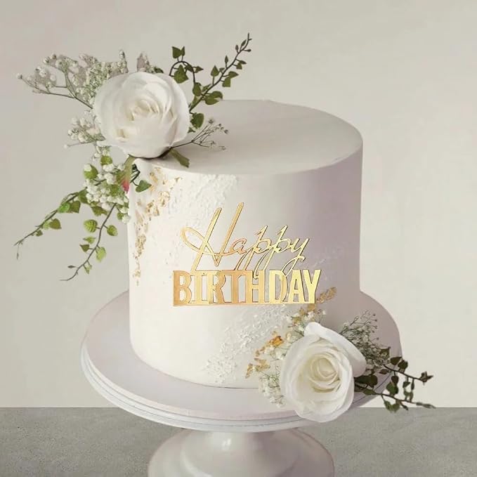10pcs Happy Birthday Cake Toppers Mirror Acrylic Side Cake Decorations for Birthday Cake Decor Party Decorations