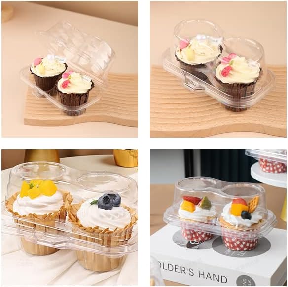 Clear Cupcake Boxes with 2 Compartment,Plastic Stackable Cupcake Carrier Holder Box - BPA-Free,Durable,Keep Your Cupcakes or Muffins Delicious (30)