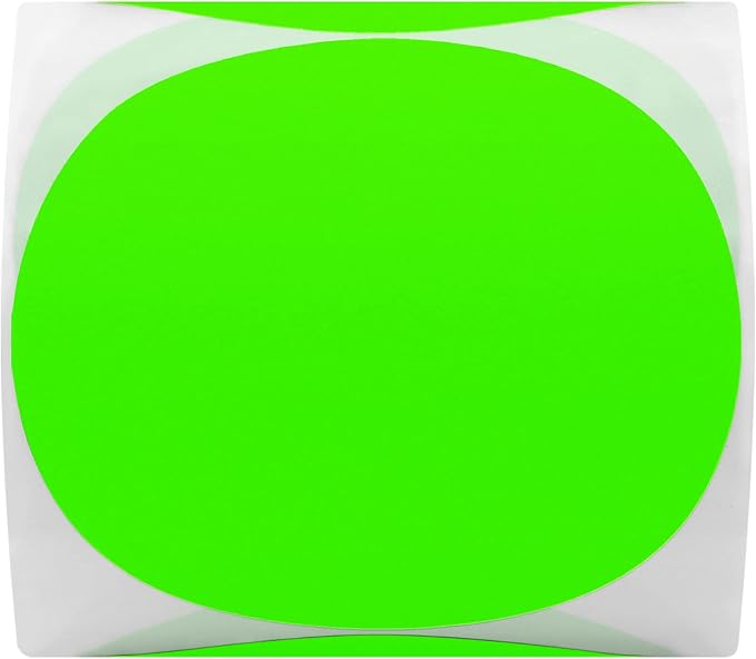 Hybsk Round Color Coding Circle Dots Labels Warehouse Inventory Organizer Stickers (3 inch, Fluorescent Green)
