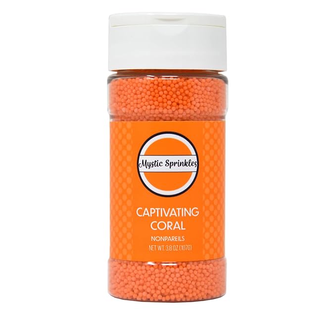 Mystic Sprinkles Solid Color Nonpareils 3.8oz Bottle (Captivating Coral)