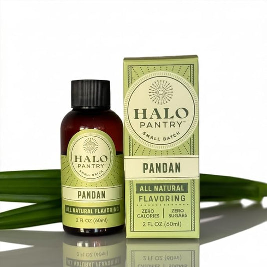 Natural PANDAN Flavoring Extract by HALO PANTRY (2oz bottle) | Colorless/Clear, Dye-Free, Dairy-Free, Sugar-Free, Gluten-Free, NO Sweeteners, NO Calories | Perfect for customizing ANY baking, candy, dessert or drink recipes