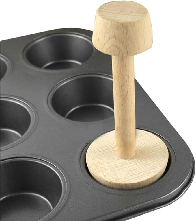 Tart Tamper - Double Side Wooden Egg Mold DIY Cake Pastry Pusher for Kitchen Party Baking Tools, Pie and Quiche Pans