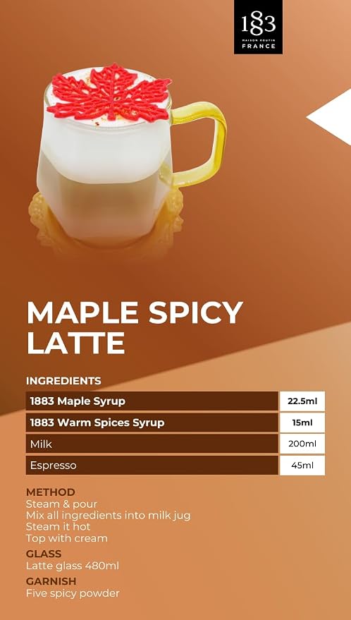 1883 Maple Syrup for Drinks, Made in France, 1 Liter Glass Bottle