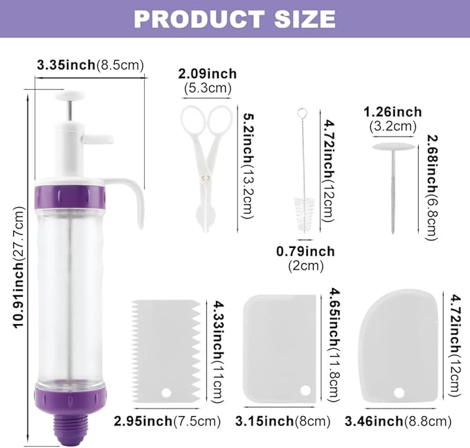 Donut Filler Injector, Cupcake Filler Tool Piping Kit, with 7 Icing Nozzles, 3 Cream Scrapers Frosting Piping Nozzles Kits, for Cake Cookie Baking