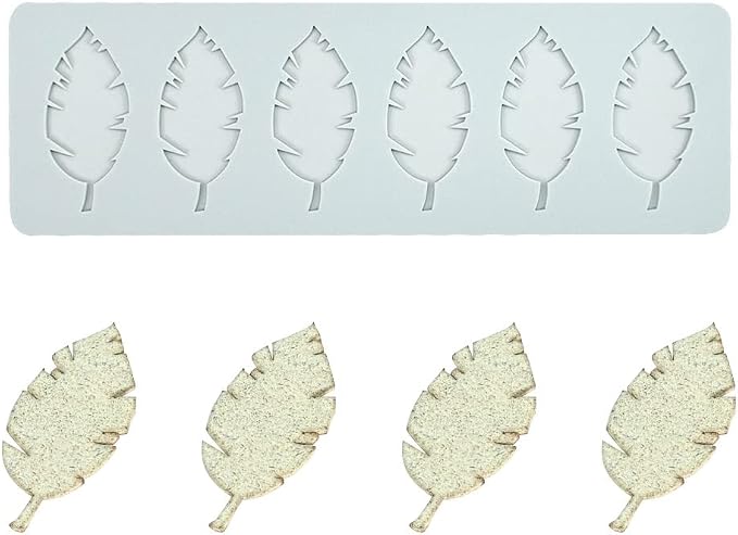 Fondant Silicone Moulds Tropical Leaves Silicone Imprint Mat Gum Paste Press Mold for Cake Chocolate Cupcake Decorating Cake Toppers Candy Cookies Resin Sugarcraft (B_9.44x3.08x0.12inch)