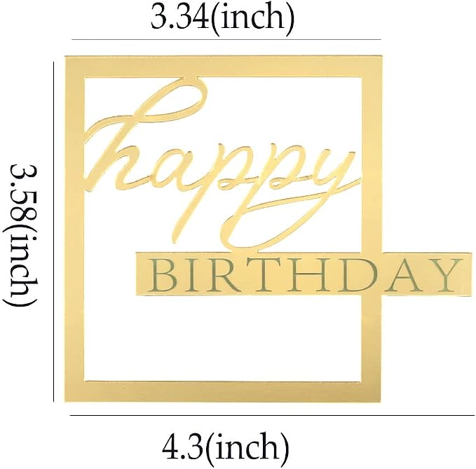 Acrylic Cake Topper Happy Birthday Cake Toppers Happy Birthday Cupcake Toppers Hollow Frame Cake Decorations for Women Men Cupcake Decorations for Cakes Cupcakes Party Supplies