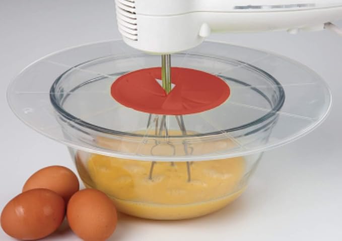 Dependable Industries inc. Essentials 12" Mixing Bowl Splatter Guard BPA FREE Fits Most Hand and Electric Mixers Red (2)