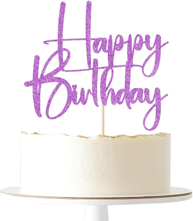 purple Happy Birthday Cake Topper, Happy Birthday Cake Bunting Deco, Baby Gender Reveal Party/Anniversary Party Decoration Supplies