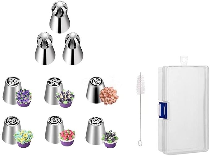 9pcs Russian Piping Tips Baking Supplies Set for Cake/Cupcake