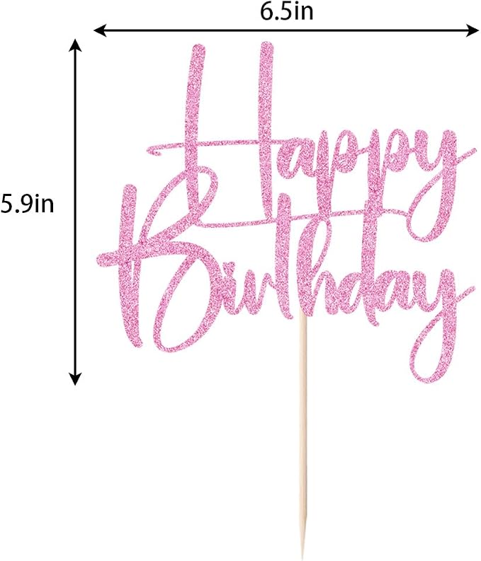 pink Happy Birthday Cake Topper, Happy Birthday Cake Bunting Deco, Baby Gender Reveal Party/Anniversary Party Decoration Supplies (1)